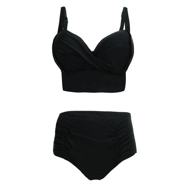 'Jennifer' High Waist Bikini- Black | Bikini Genie